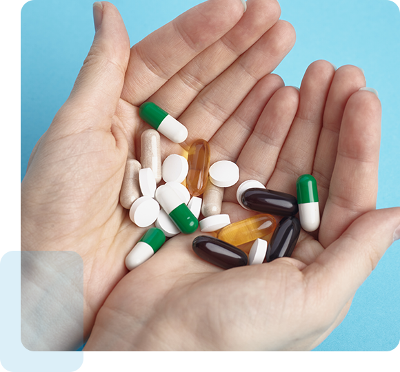Hands holding medicine