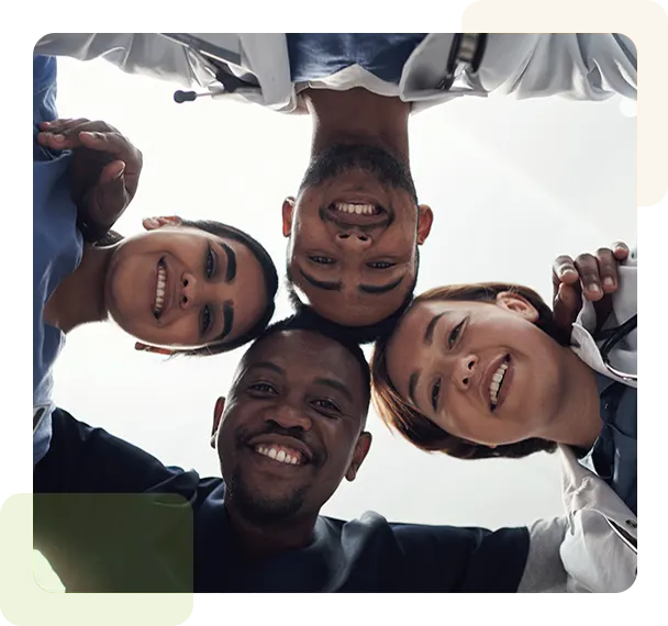 group hug of multi racial people