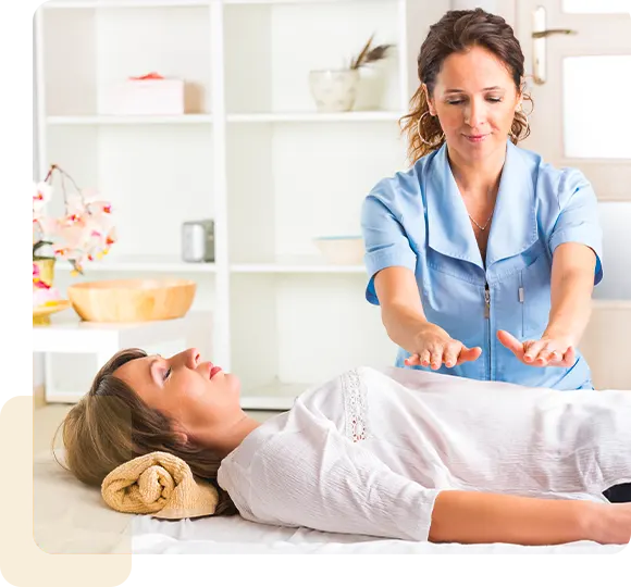 Woman assessing a patient